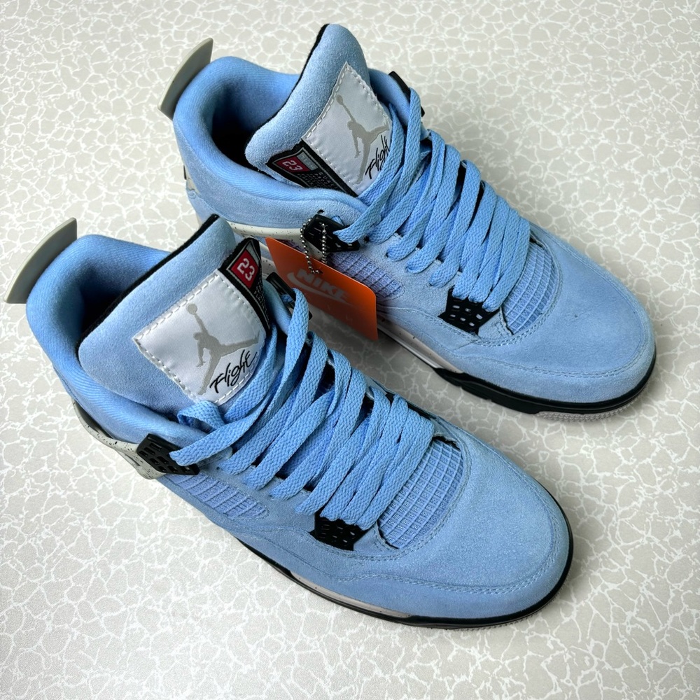 Brand New Retro 4 University Blue -Men's Sleek Trainers Sneakers Shoes - Picture 2 of 6